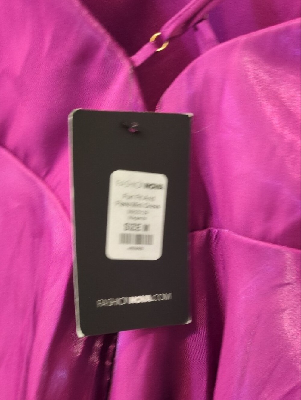 Fashion Nova Magenta Satin Holographic V-Neck Double Strap Mini Dress NWT - Picture 11 of 11
